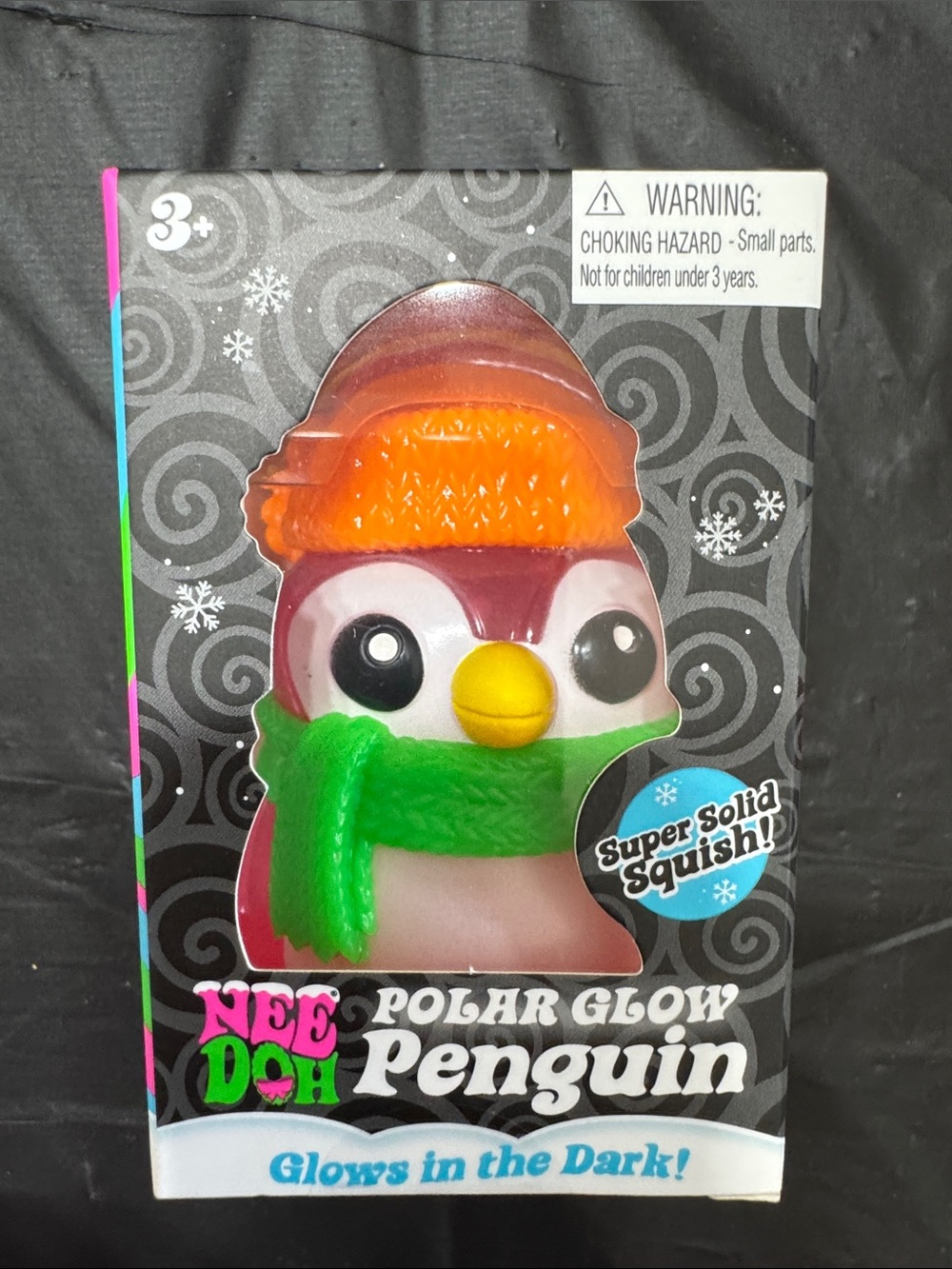 NeeDoh Polar Glow Penguin Pink - Orange Hat, Green Scarf